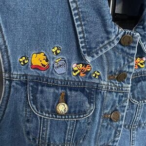 Vintage Winnie the Pooh Youth Denim Vest Embroidered Pooh & Tigger Bees Youth